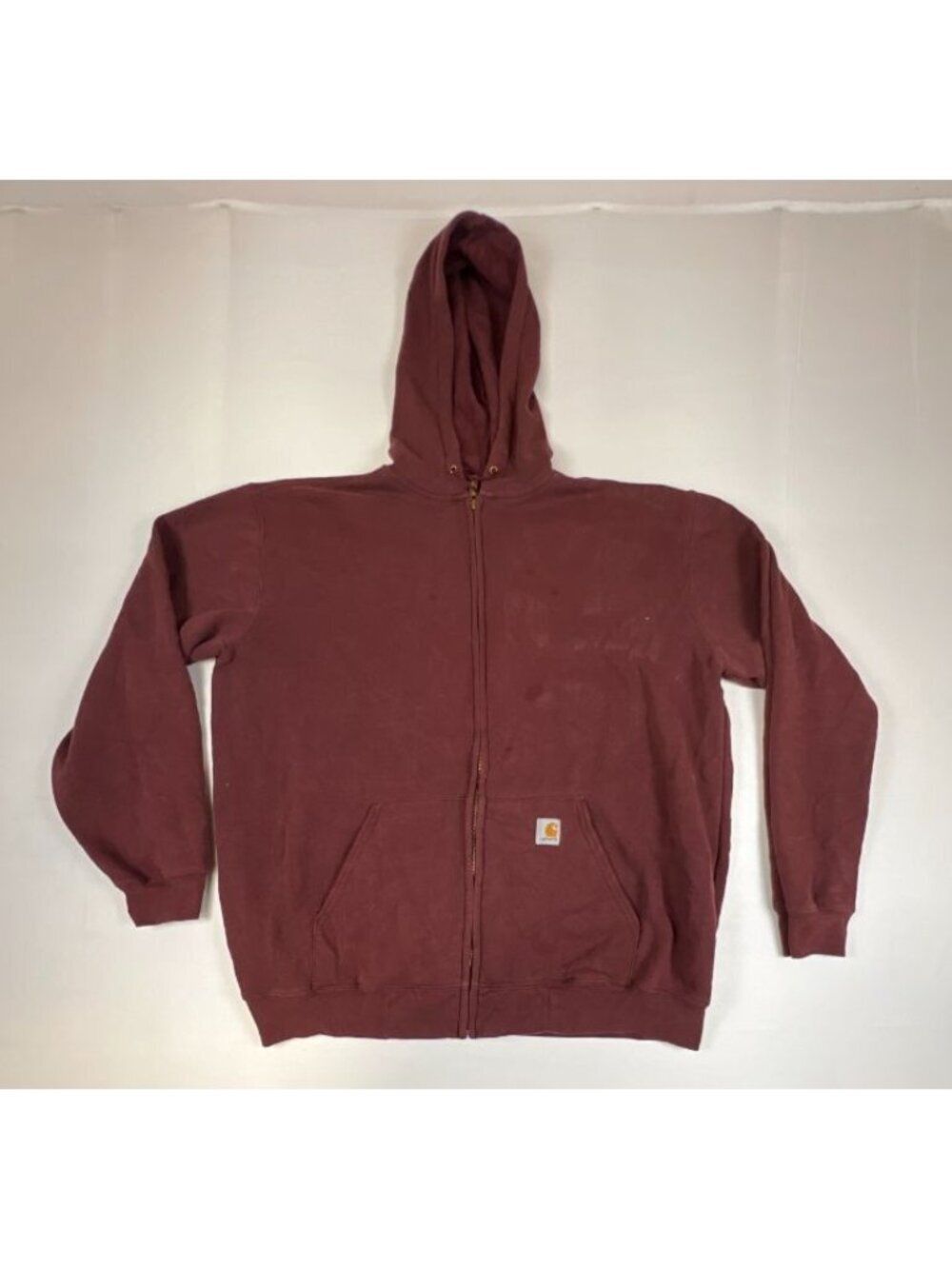 Carhartt Men XL K122 Port Burgundy Midweight Full Zip Hoodie Sweatshirt Jacket